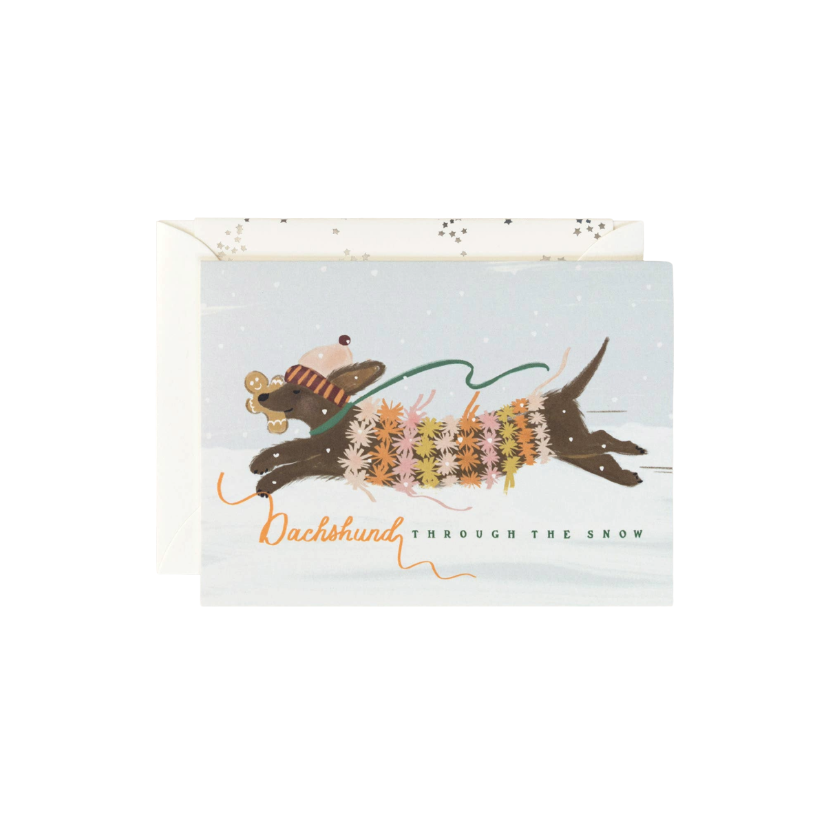 Dachshund Dashing Through The Snow Christmas Greeting Card
