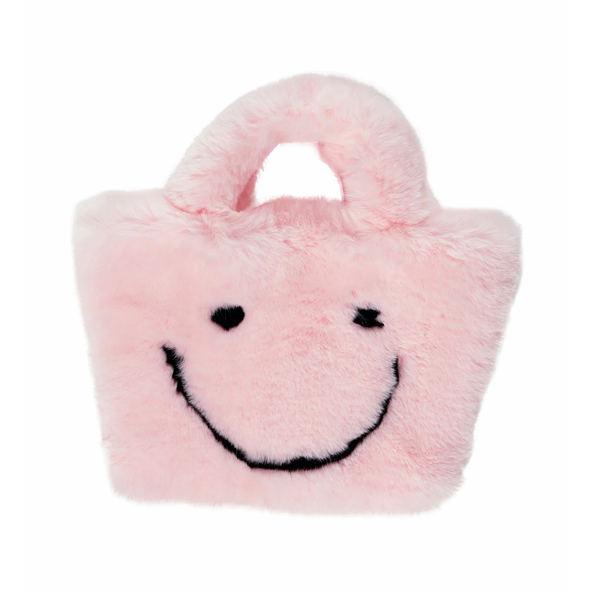 Fuzzy Happy Face Purse - Pink