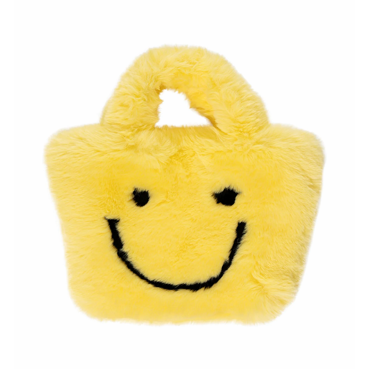 Fuzzy Happy Face Purse - Yellow