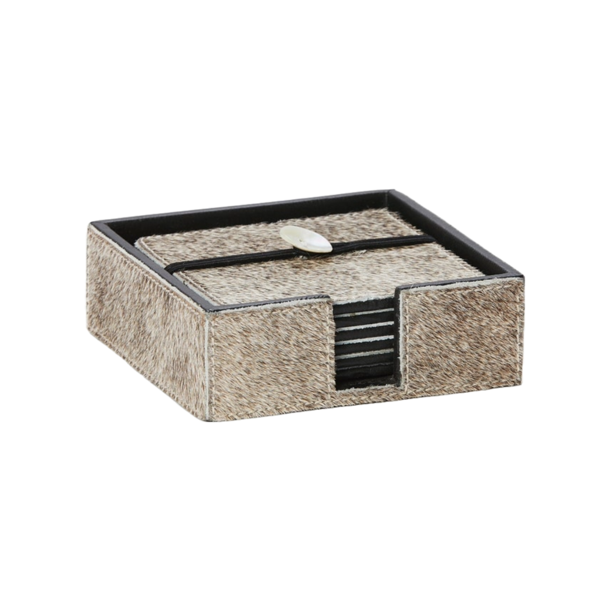 Browmley Hair on Hide Coaster Set of 6 - Gray