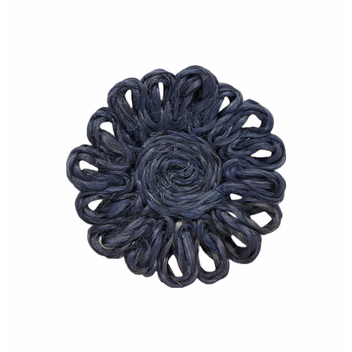 Teigan Abaca Floral Coaster Boxed Set of 4 - Navy