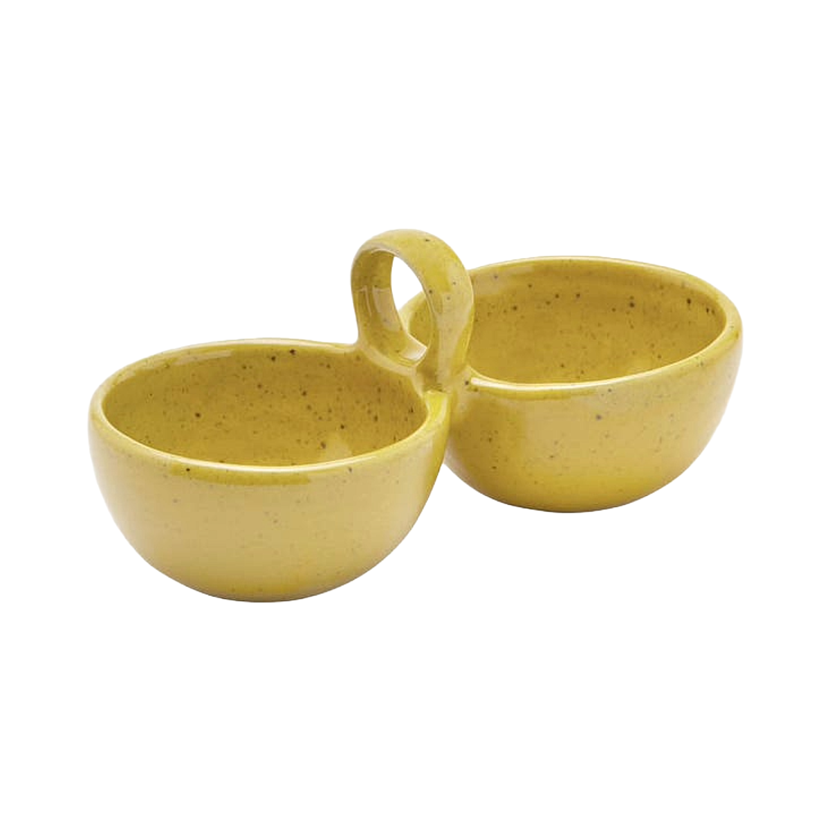 Desmond Salt Glaze Double Snack Bowl - Chartreuse