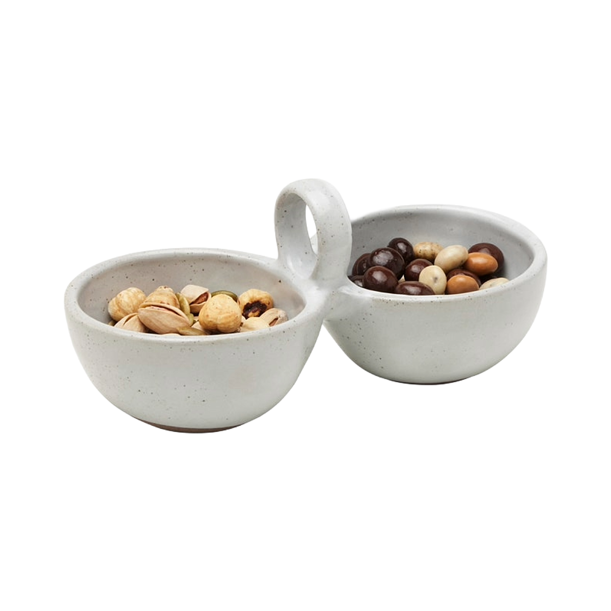 Desmond Salt Glaze Double Snack Bowl - White