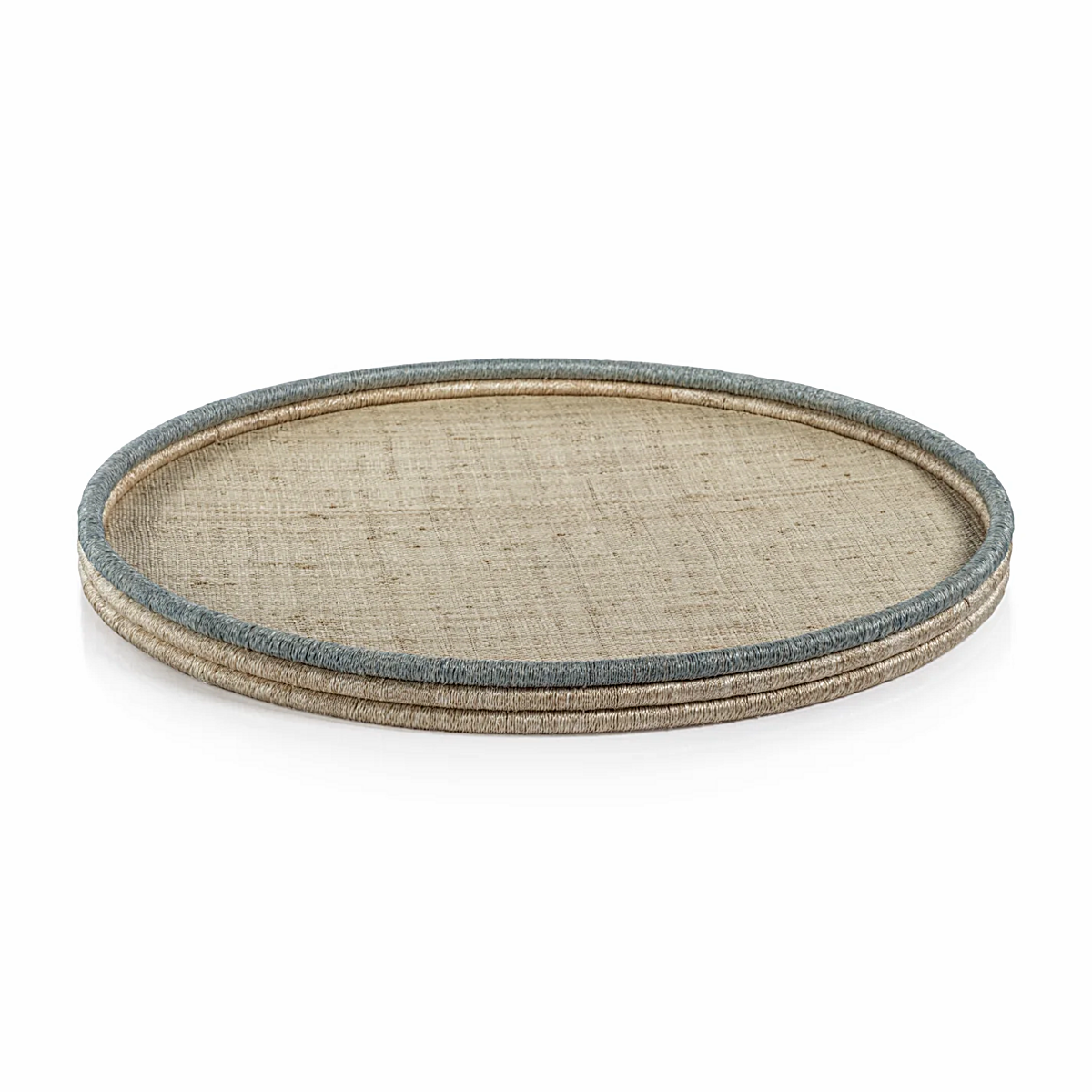 La Côte Coiled Rattan and Abaca Round Serving Tray