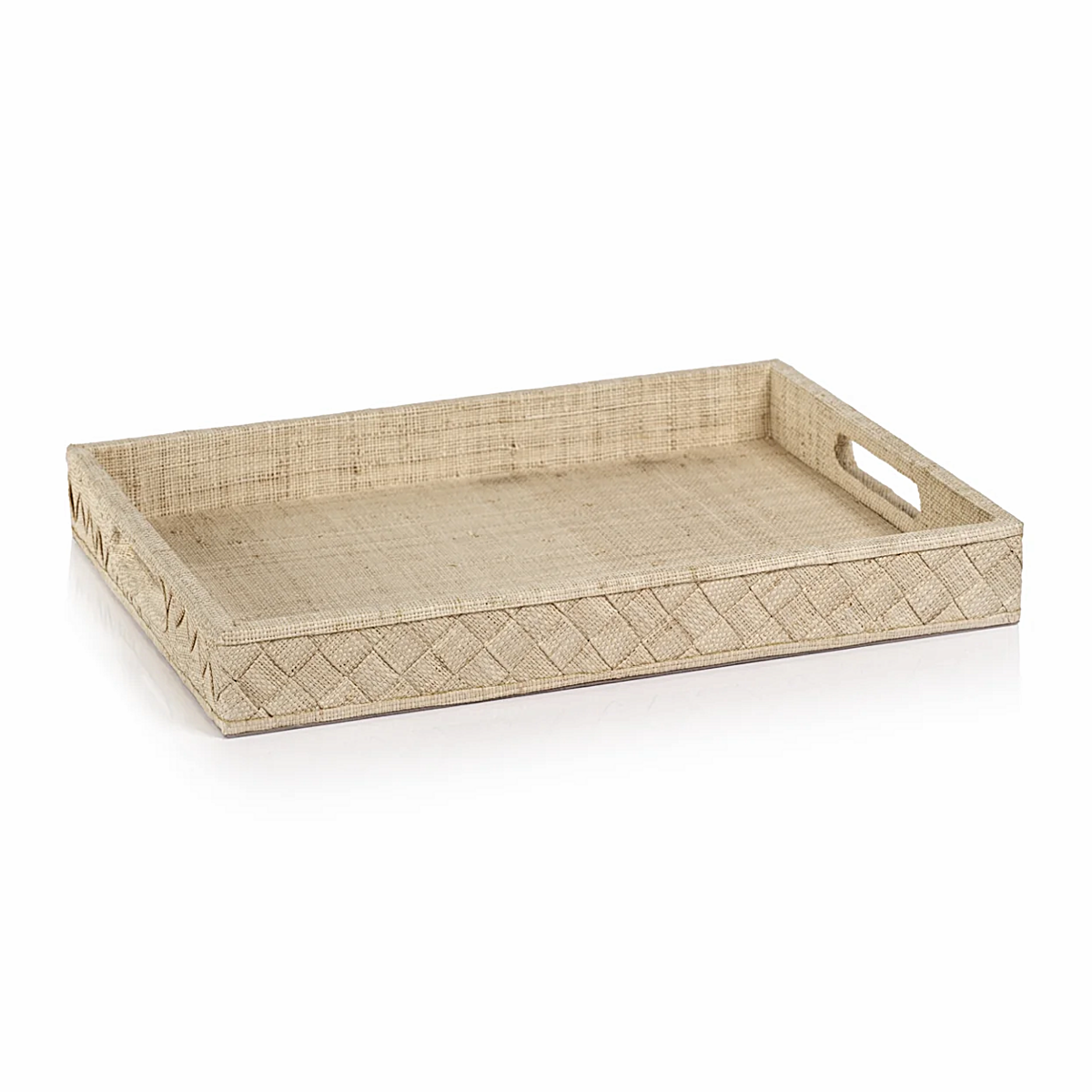 La Bocca Woven Raffia Serving Tray - Small