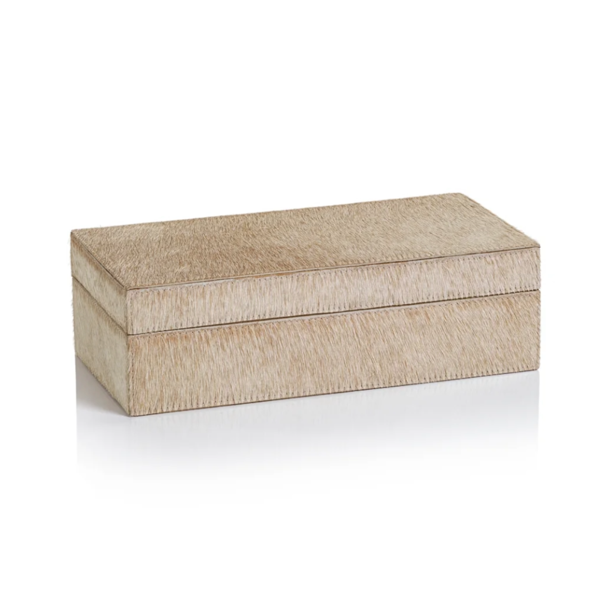 Corviglia Hair On Hide Tan Leather Box - Medium