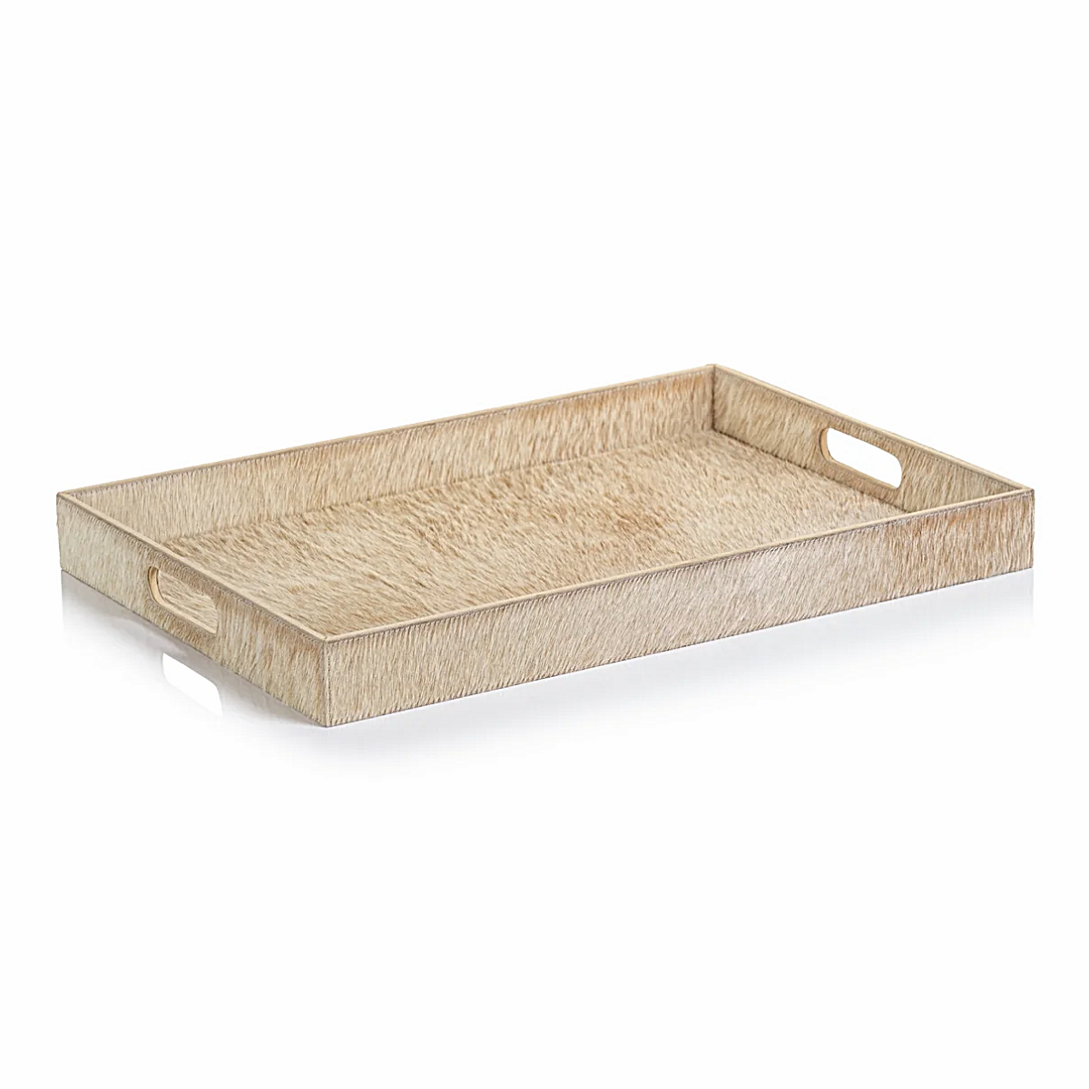 Corviglia Hair On Hide Tan Leather Serving Tray