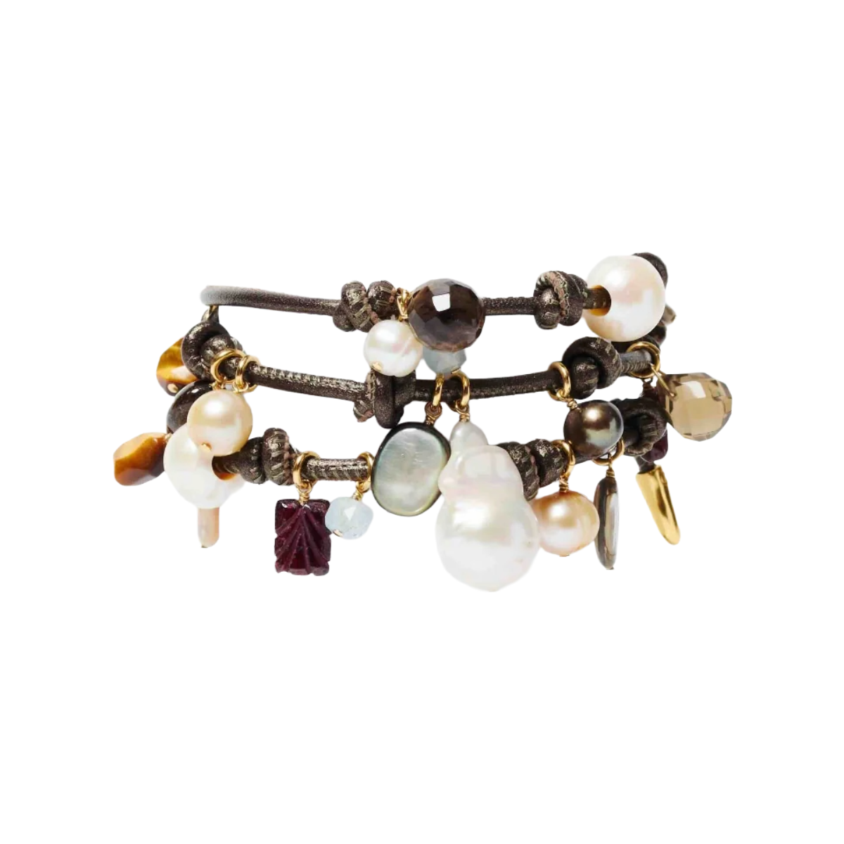 Lea Leather Three Wrap Bracelet - Natural