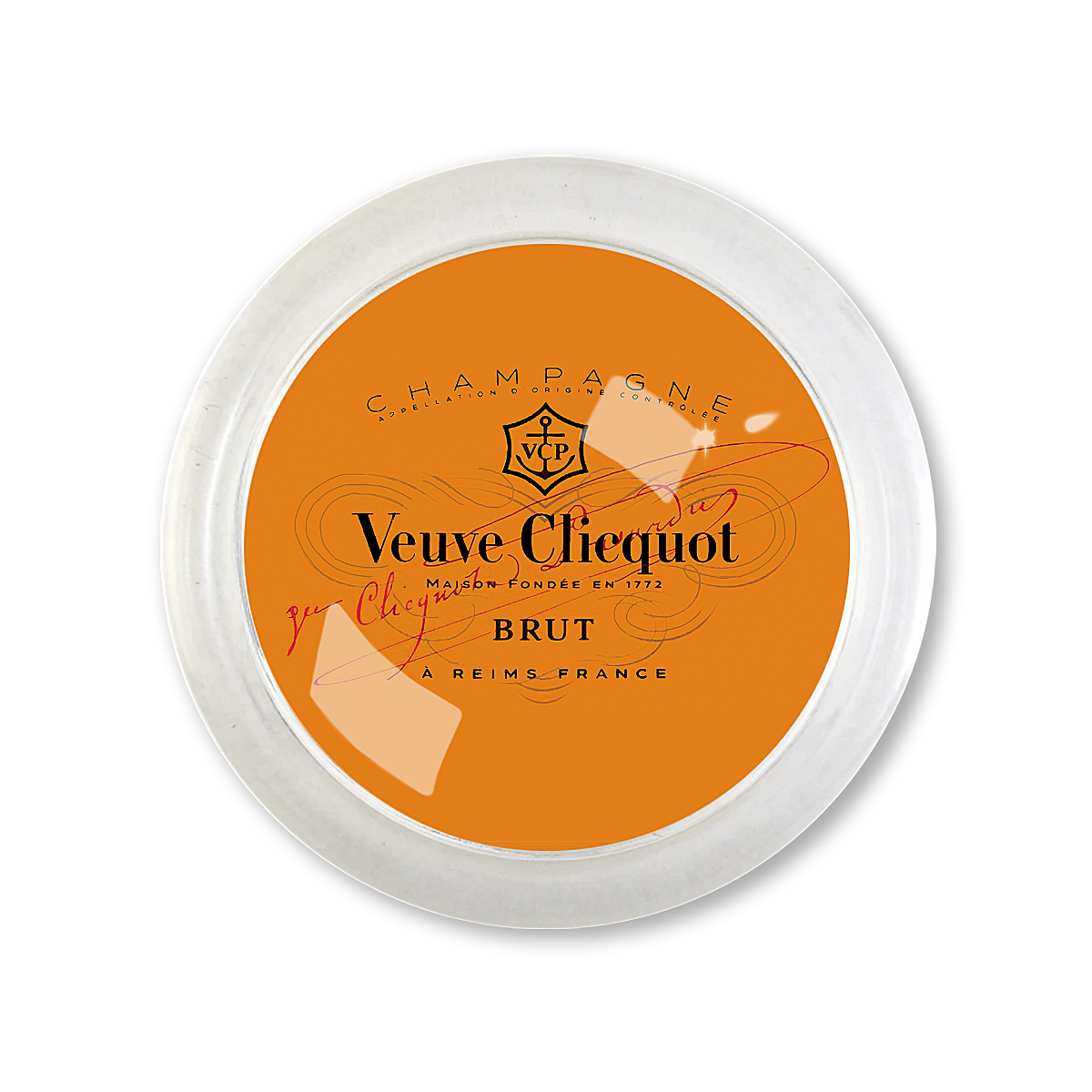 Vintage Veuve Clicquot Brut 4" Round Glass Coaster
