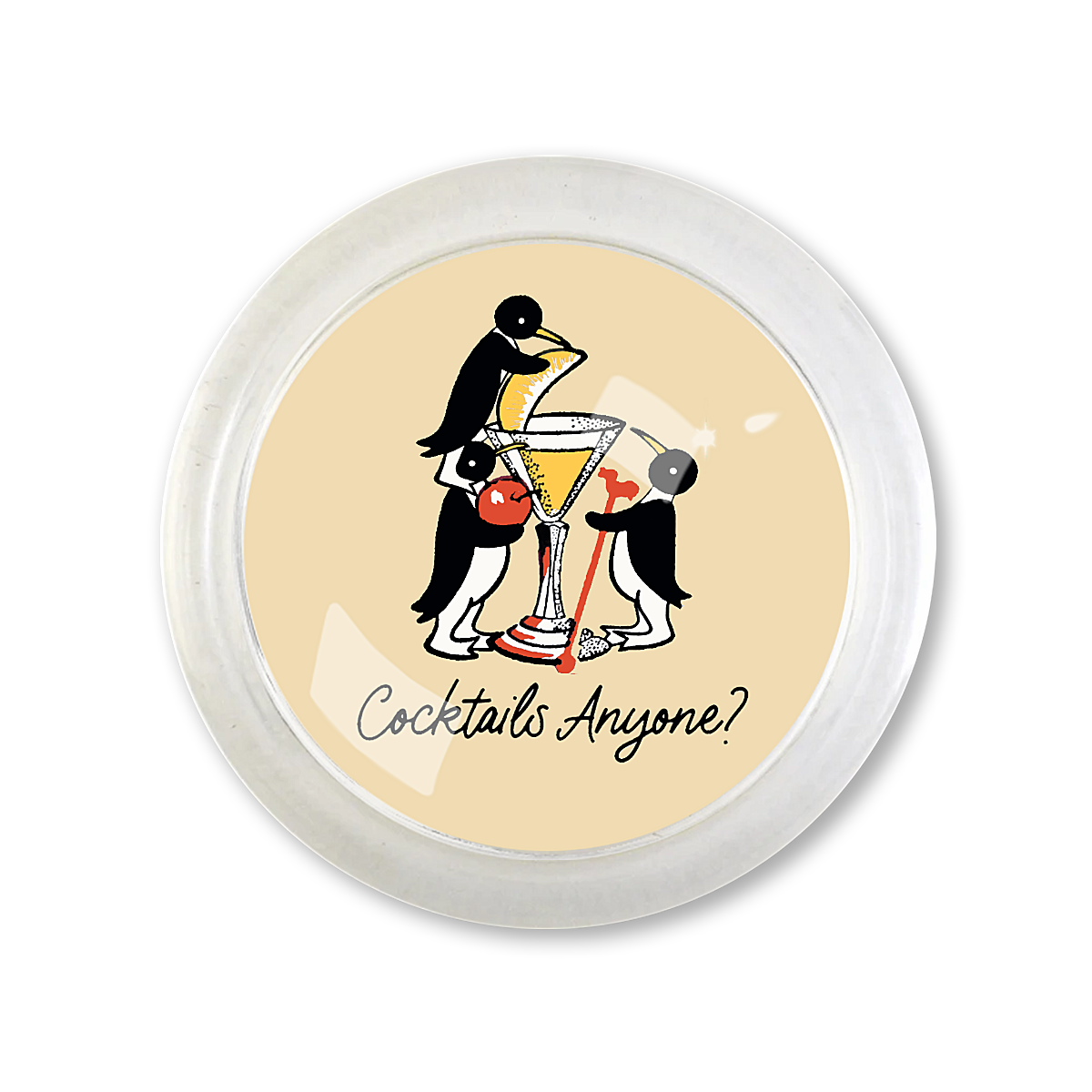 Cocktails Anyone 4" Round Glass Coaster