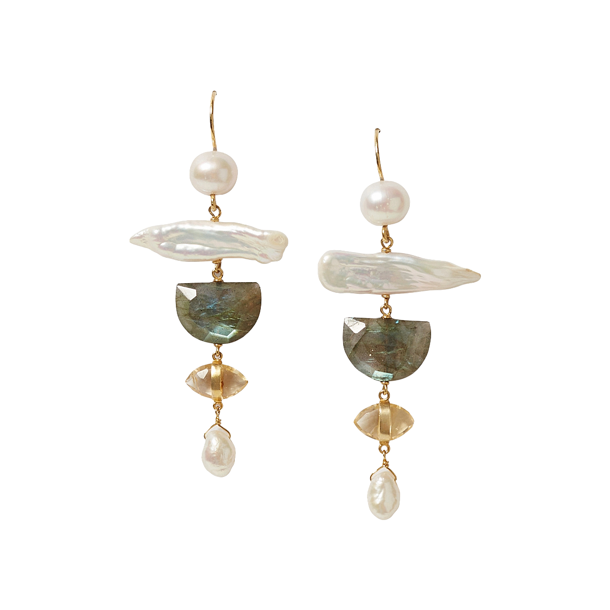 Sierra Drop Earrings - White Pearl Mix