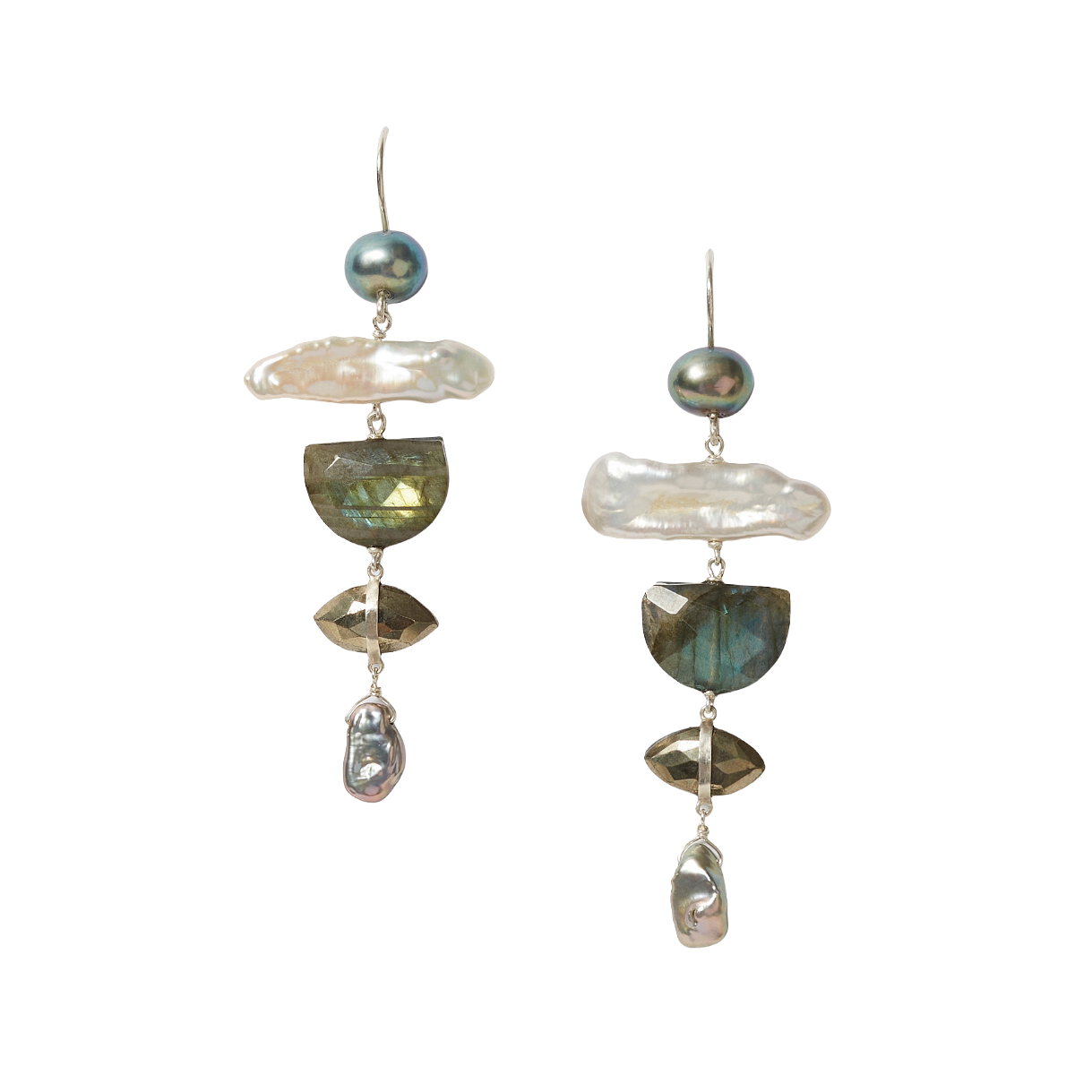 Sierra Drop Earrings - Peacock Pearl Mix