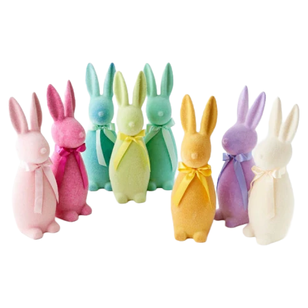 Flocked Pastel Button Nose Bunny Asst
