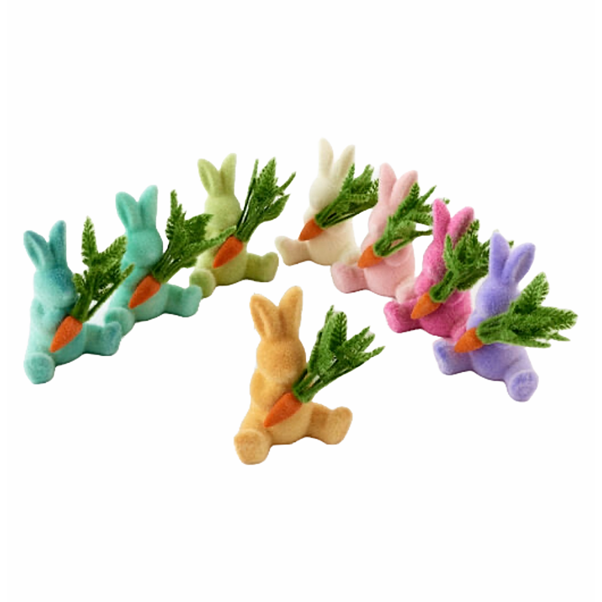 Flocked Bunny w/Carrot Asst