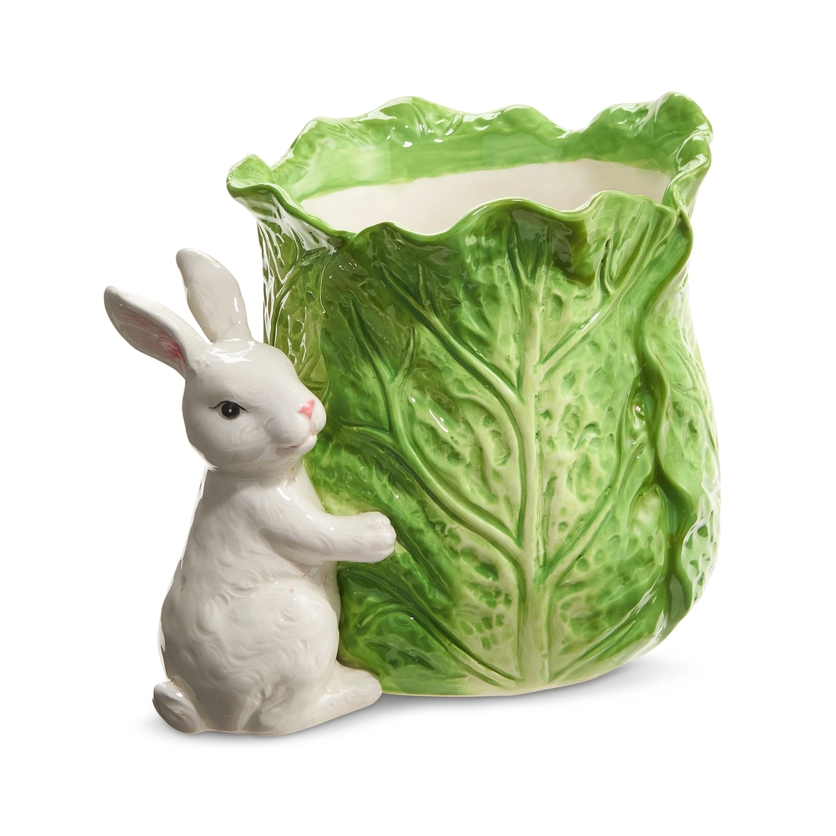 Green Cabbage Container with Bunny