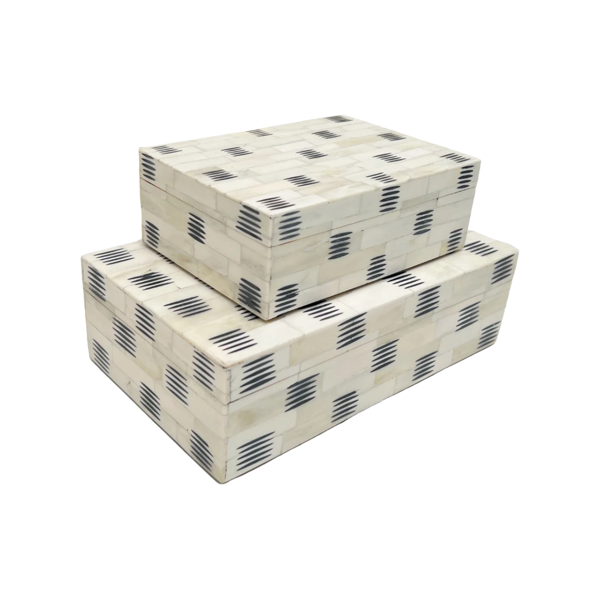 Ivory and Black Geometric Decorative Box