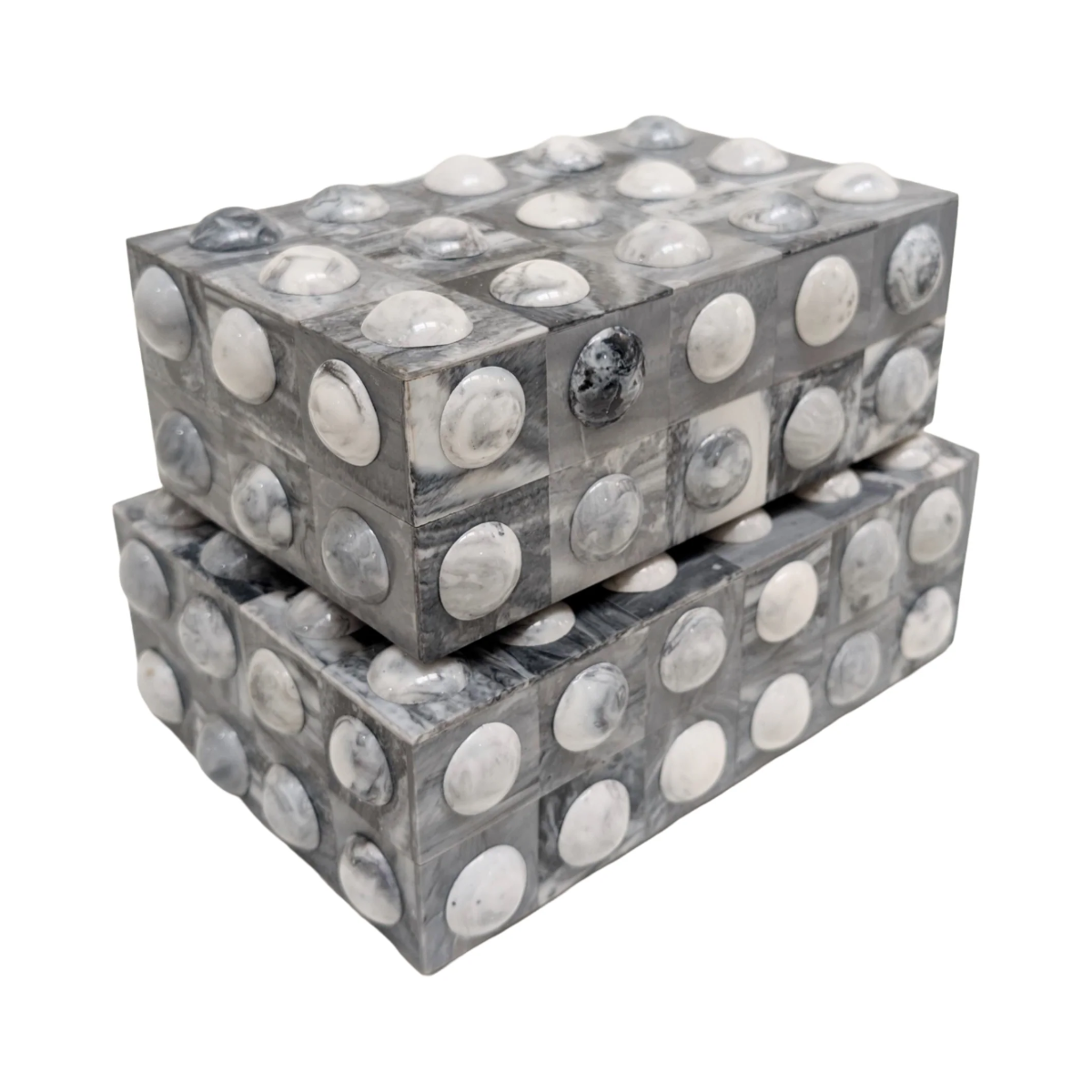 Black & White Bone Button Decorative Box