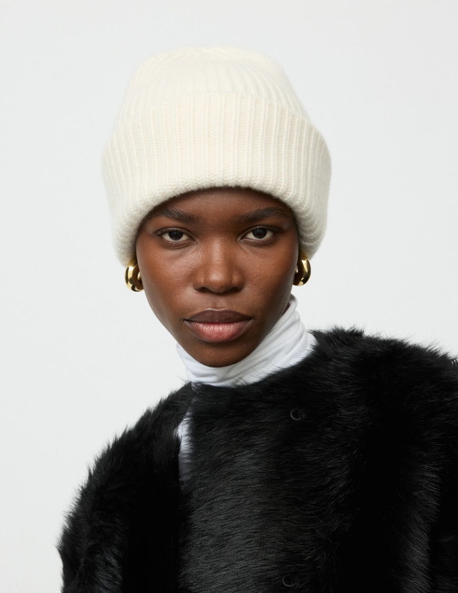Ribbed Beanie - Feather White