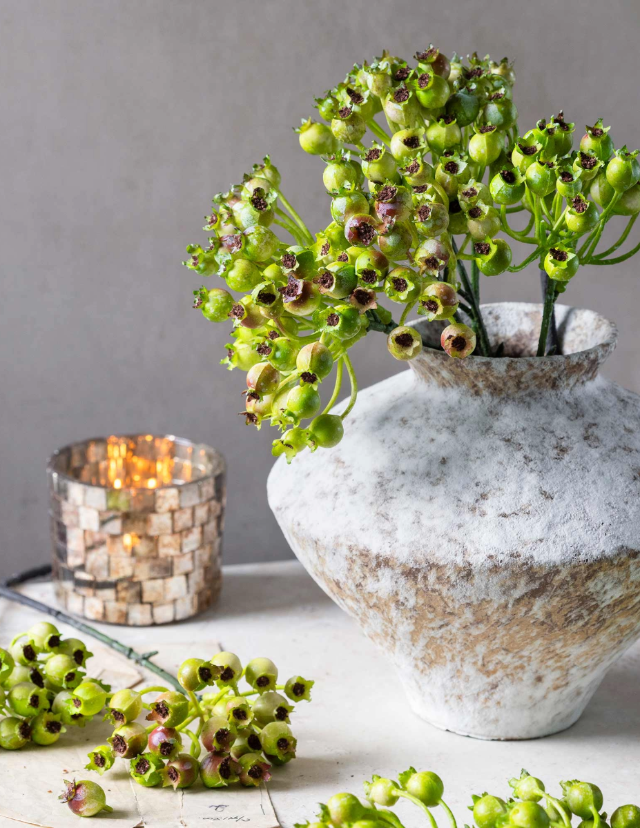 Faux Rosehip Bunch - Olive