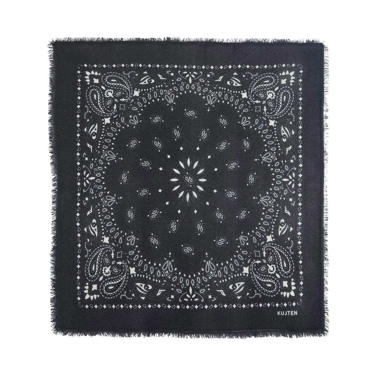 Hachiko Bico Cashmere Bandana Scarf - Black & White