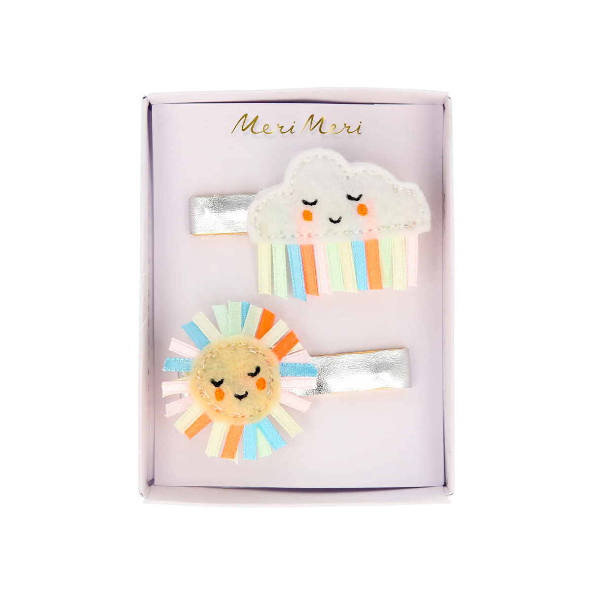 Rainbow Sun and Cloud Hair Clips