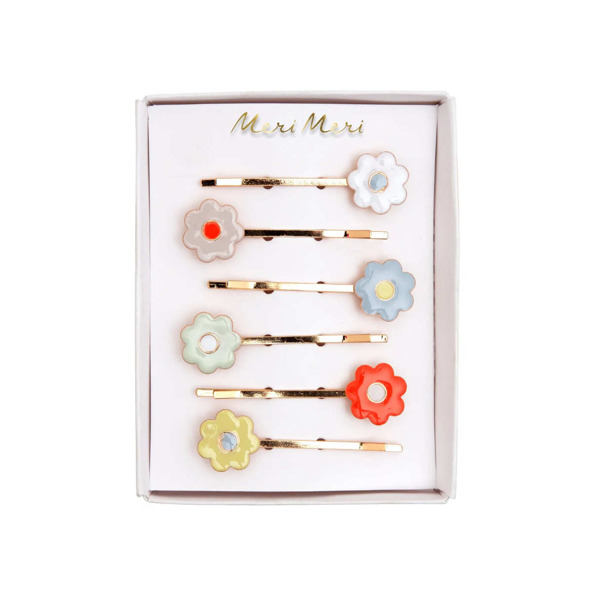 Enamel Hair Slides - Daisy