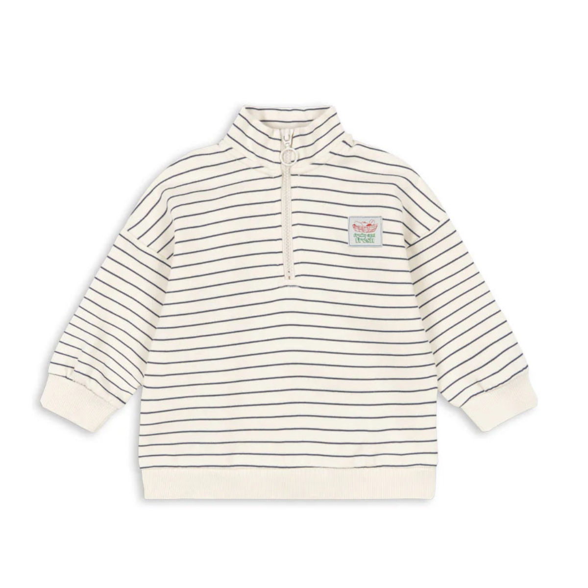 Lou Stripe Half Zip Sweat - Flintstone Stripe