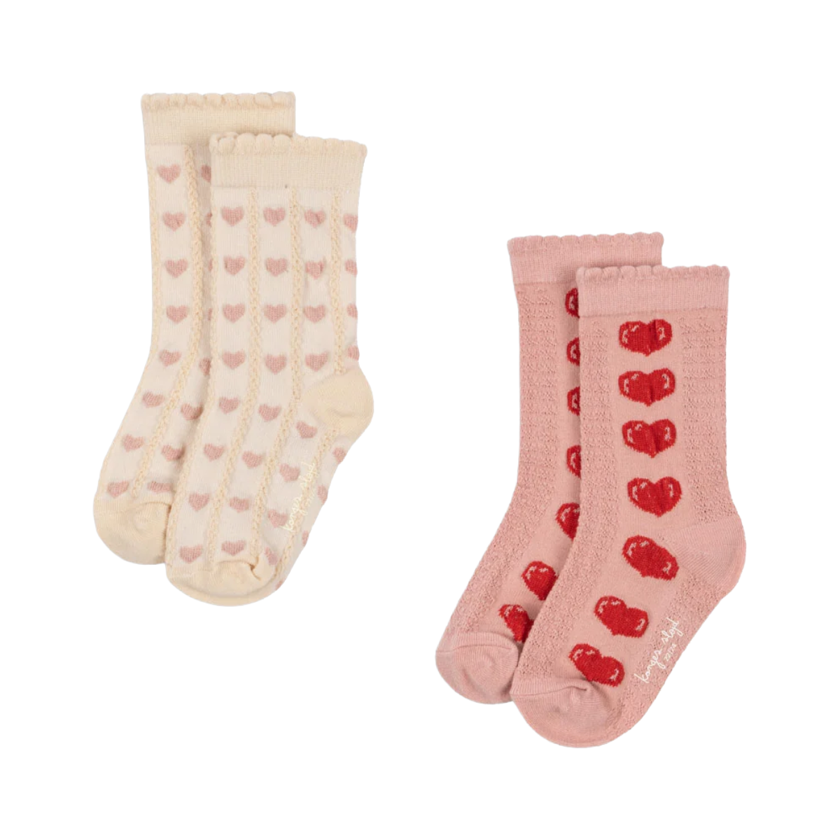 2 Pack Heart Jacquard Socks - Heart Mix