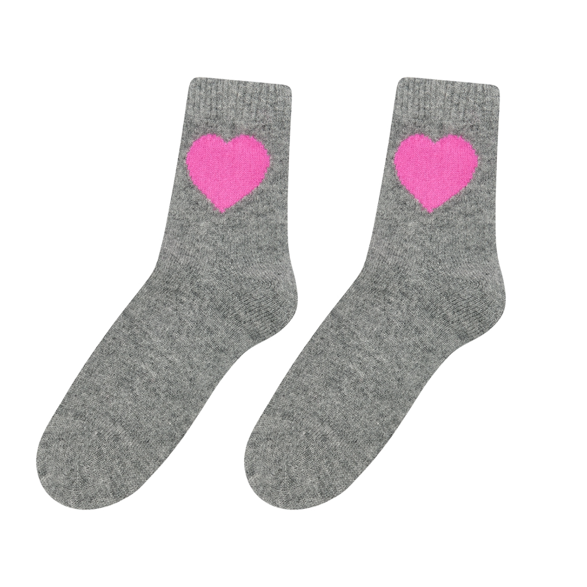 Heart Socks - Mid Grey/Diva Pink