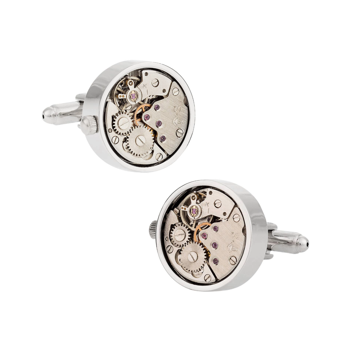 Cufflinks - Working Silver Watch Movement Steampunk