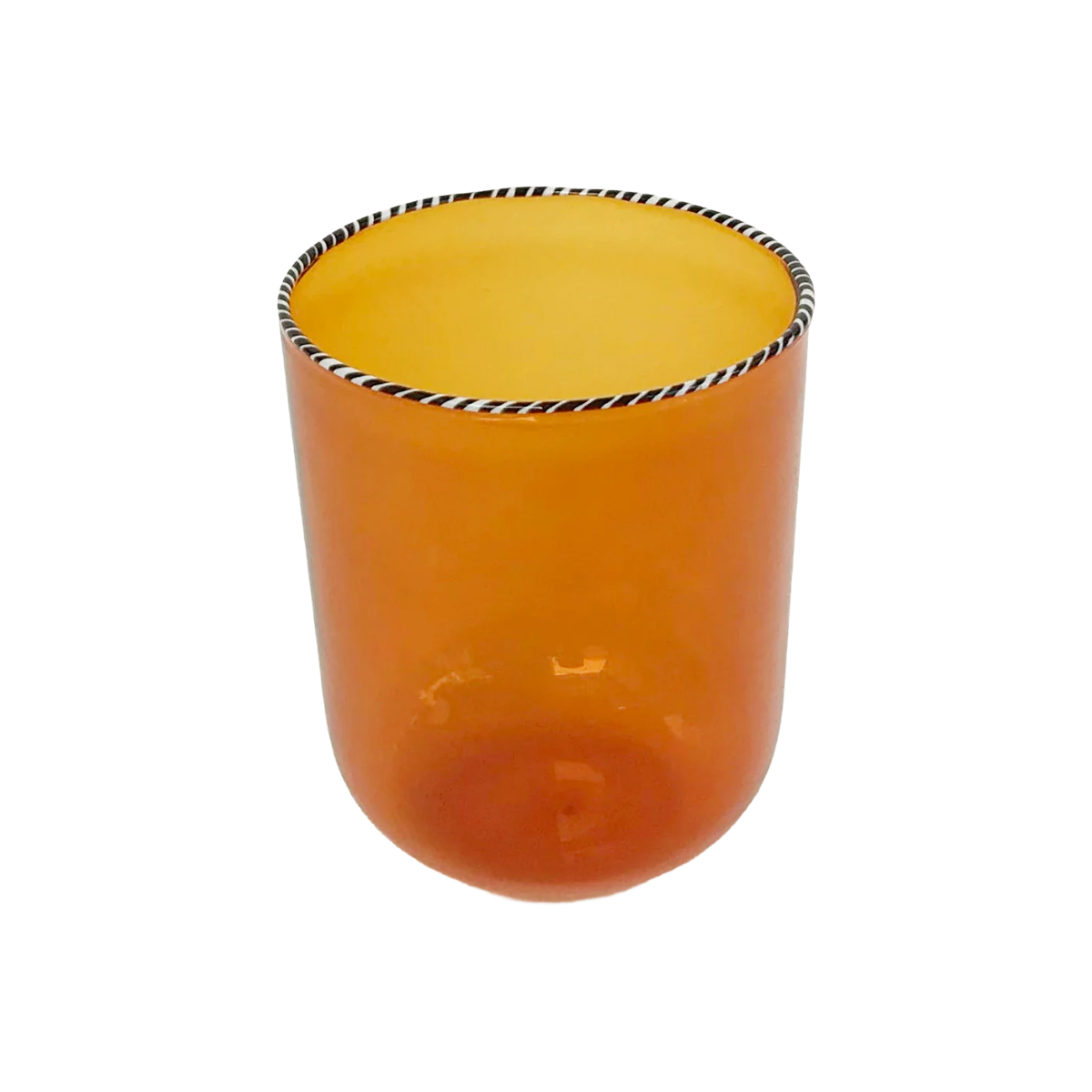 Striped Rim Glass Set of 4 - Amber