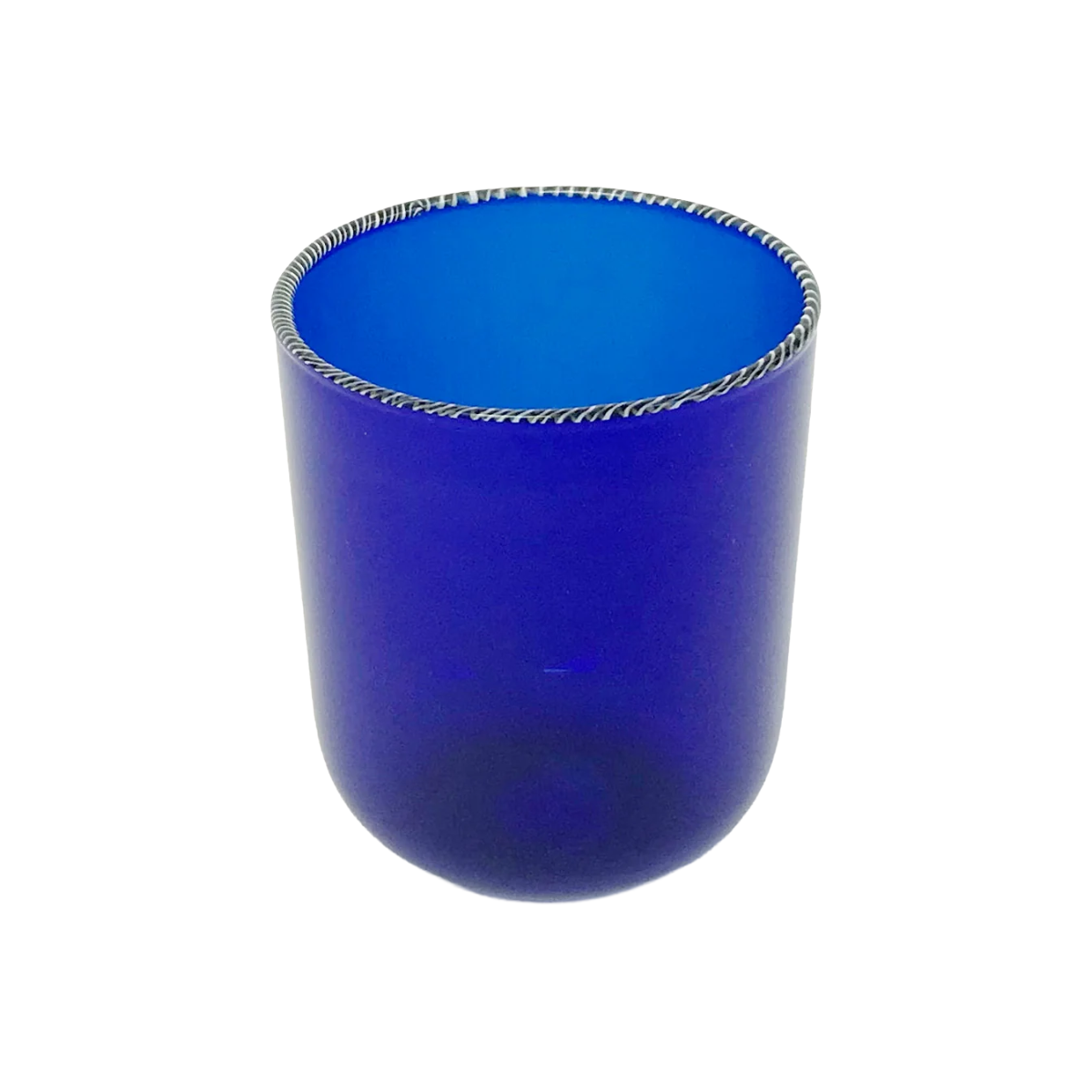 Striped Rim Glass Set of 4 - Cobalt