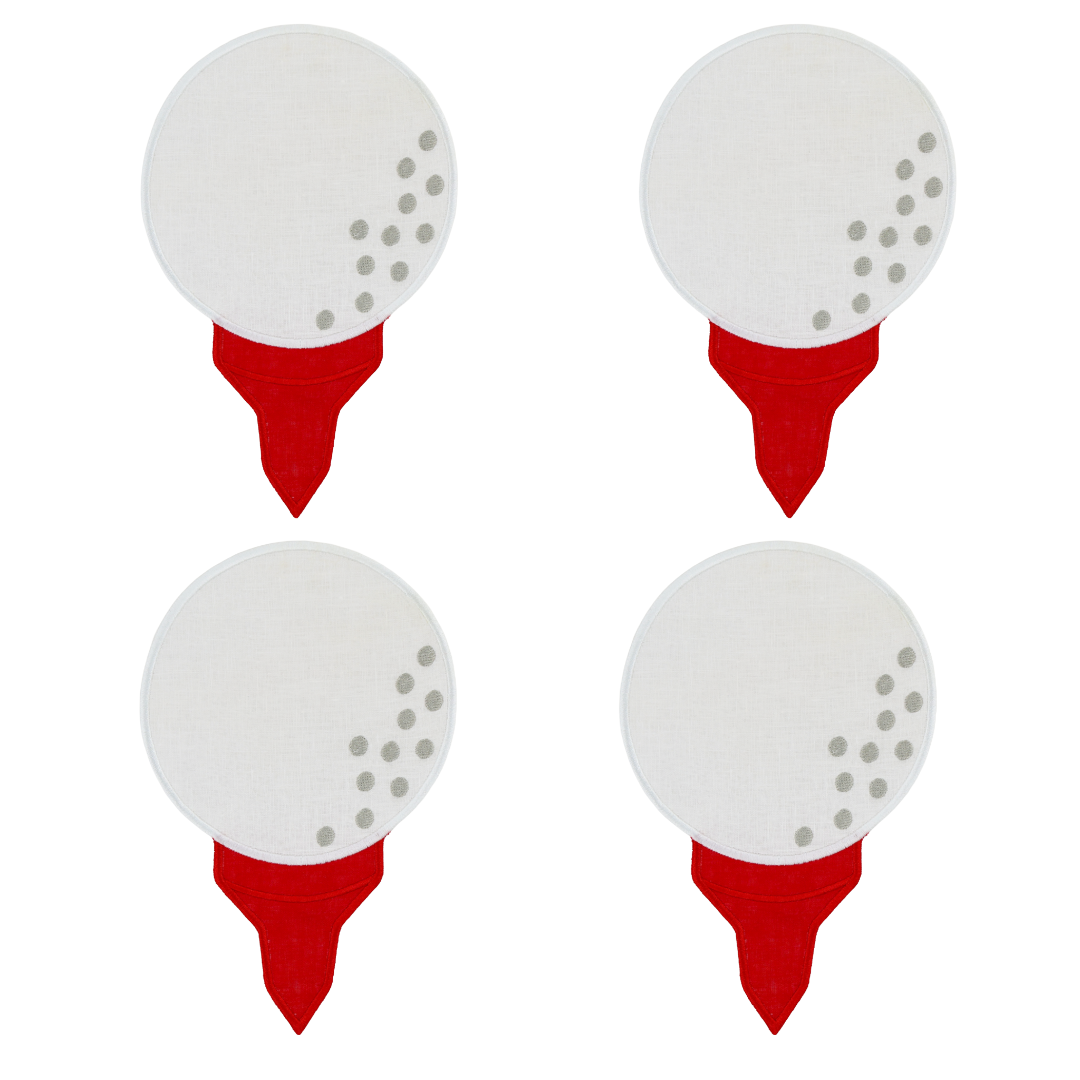 Golf Tee Linen Cocktail Napkins Set of 4