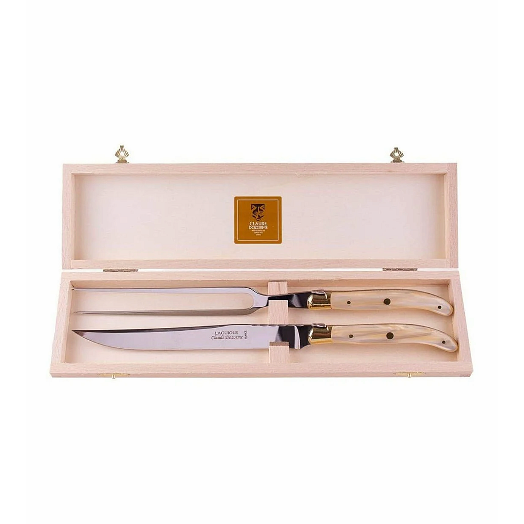 Laguiole 2 Piece Carving Set - Natural