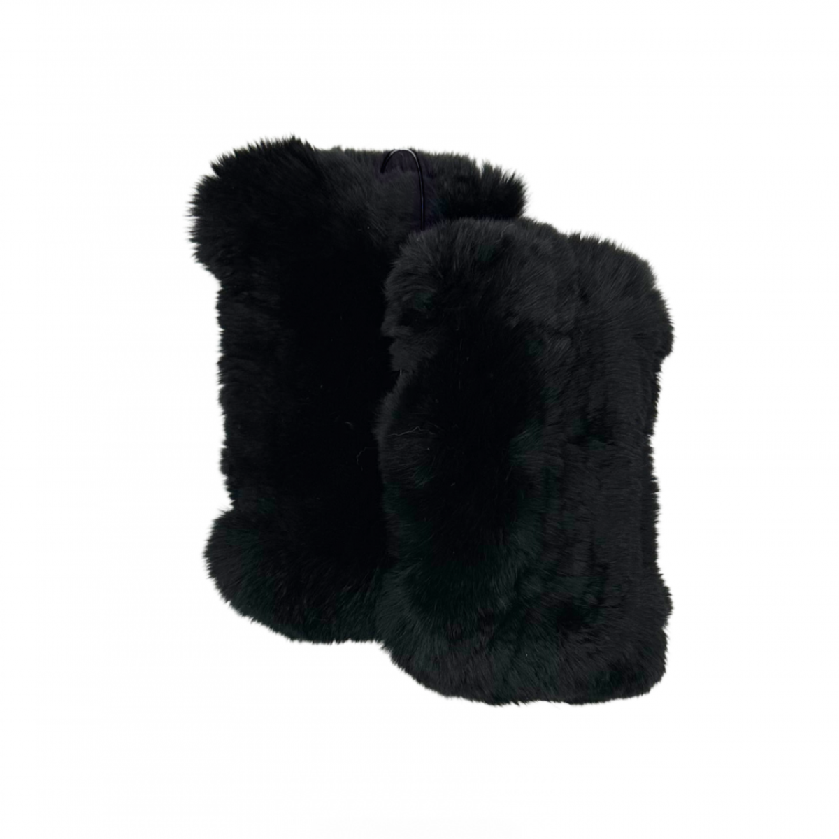 Rex Rabbit Fur Fingerless Gloves - Black