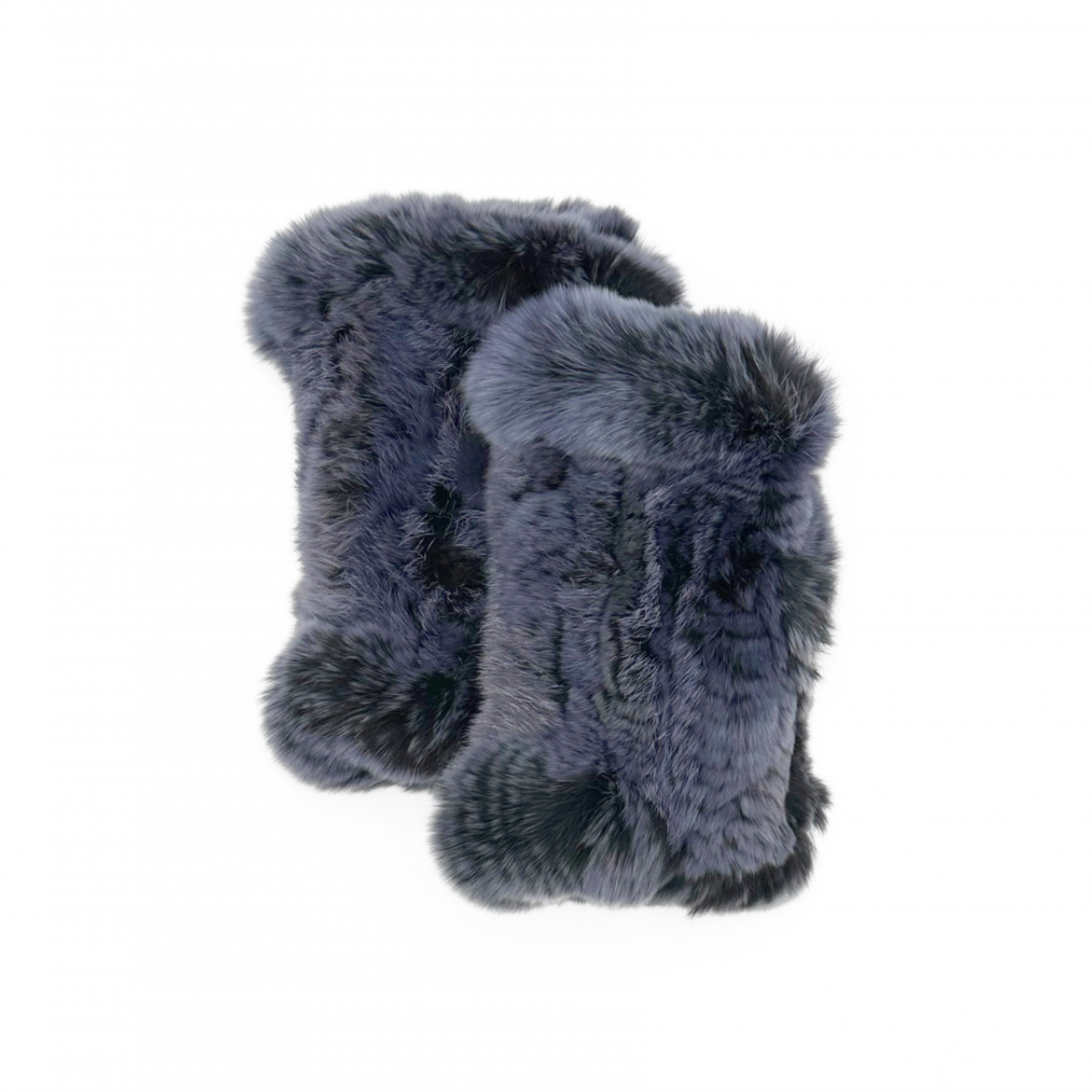 Rex Rabbit Fur Fingerless Gloves - Indigo
