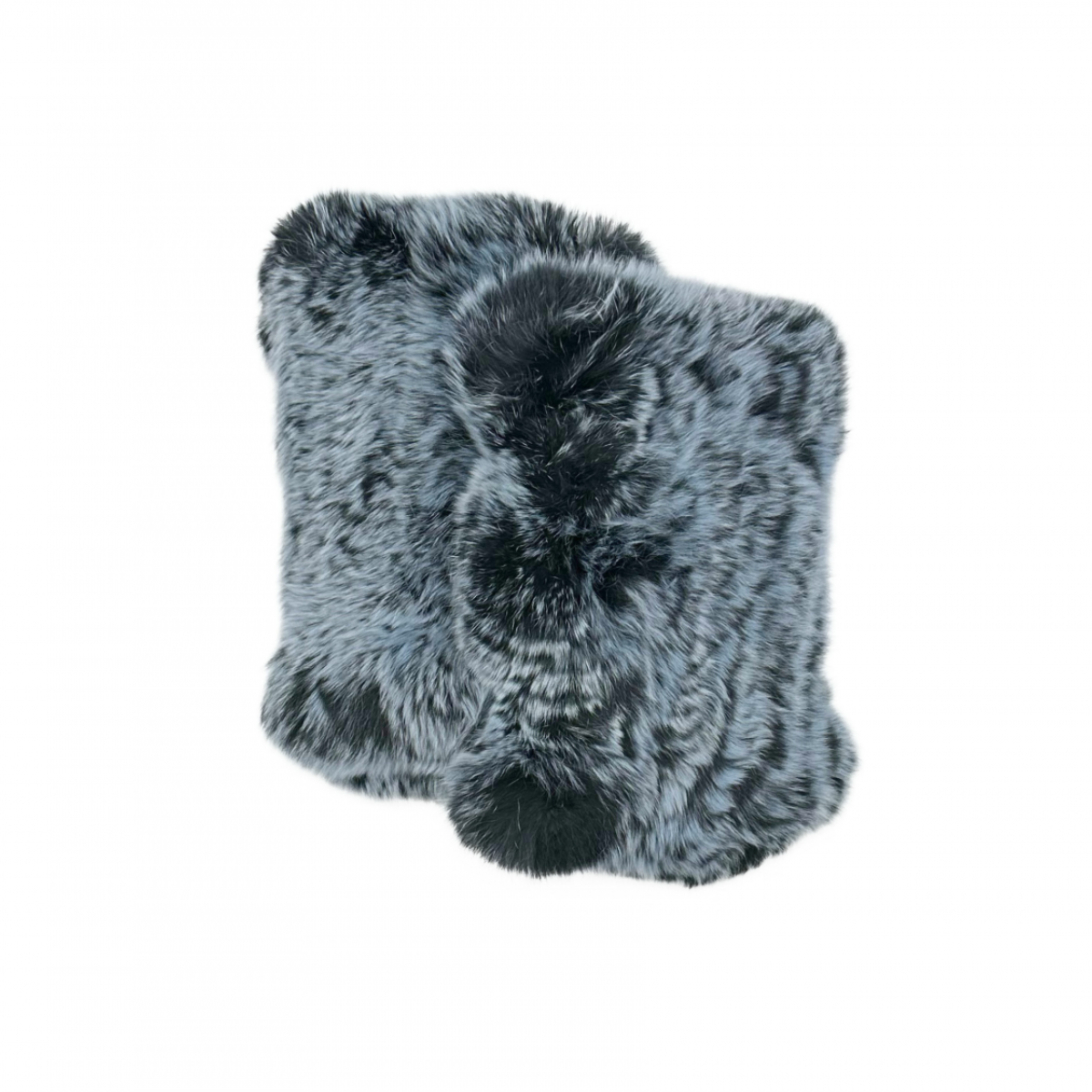 Rex Rabbit Fur Fingerless Gloves - Blue Black