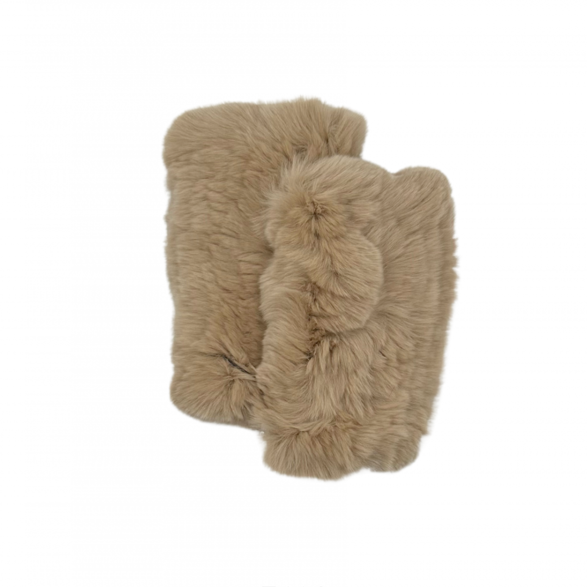 Rex Rabbit Fur Fingerless Gloves - Tan
