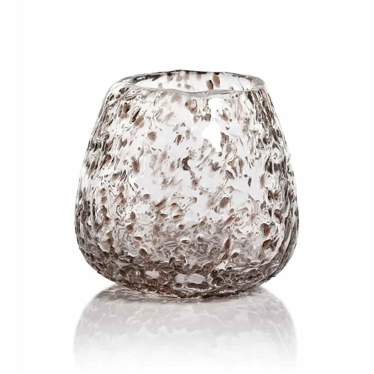 Elodie Scissor Cut Glass Vase/Candle Holder - Smoke