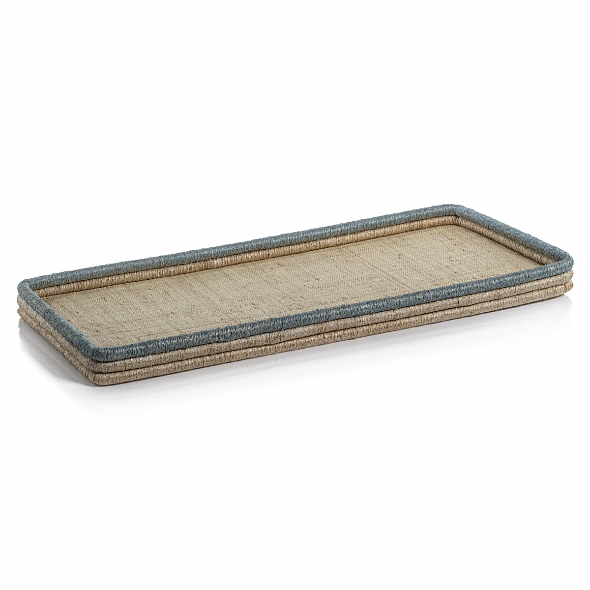 La Côte Coiled Rattan and Abaca Rectangular Serving Tray