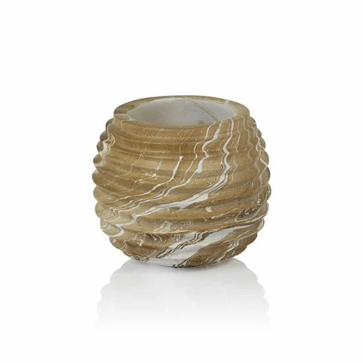 Mango Wood Marbleized Cocoon Pot - Small