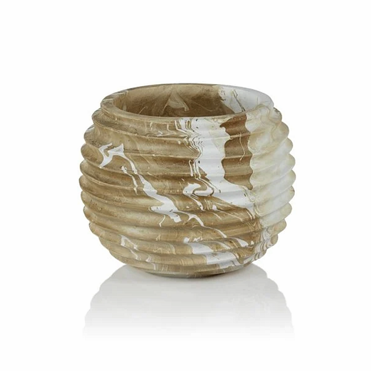 Mango Wood Marbleized Cocoon Pot - Medium