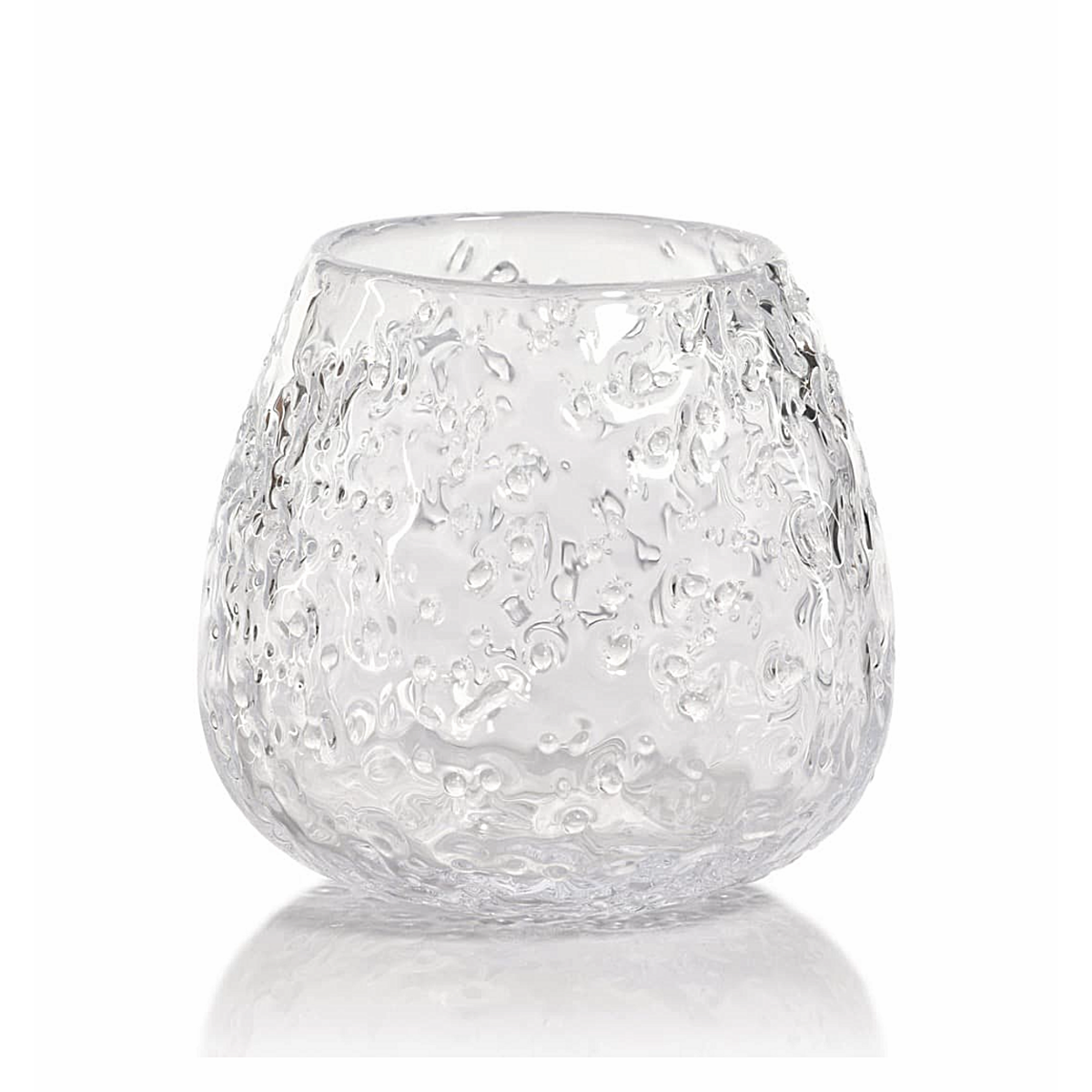 Elodie Scissor Cut Glass Vase/Candle Holder - Clear