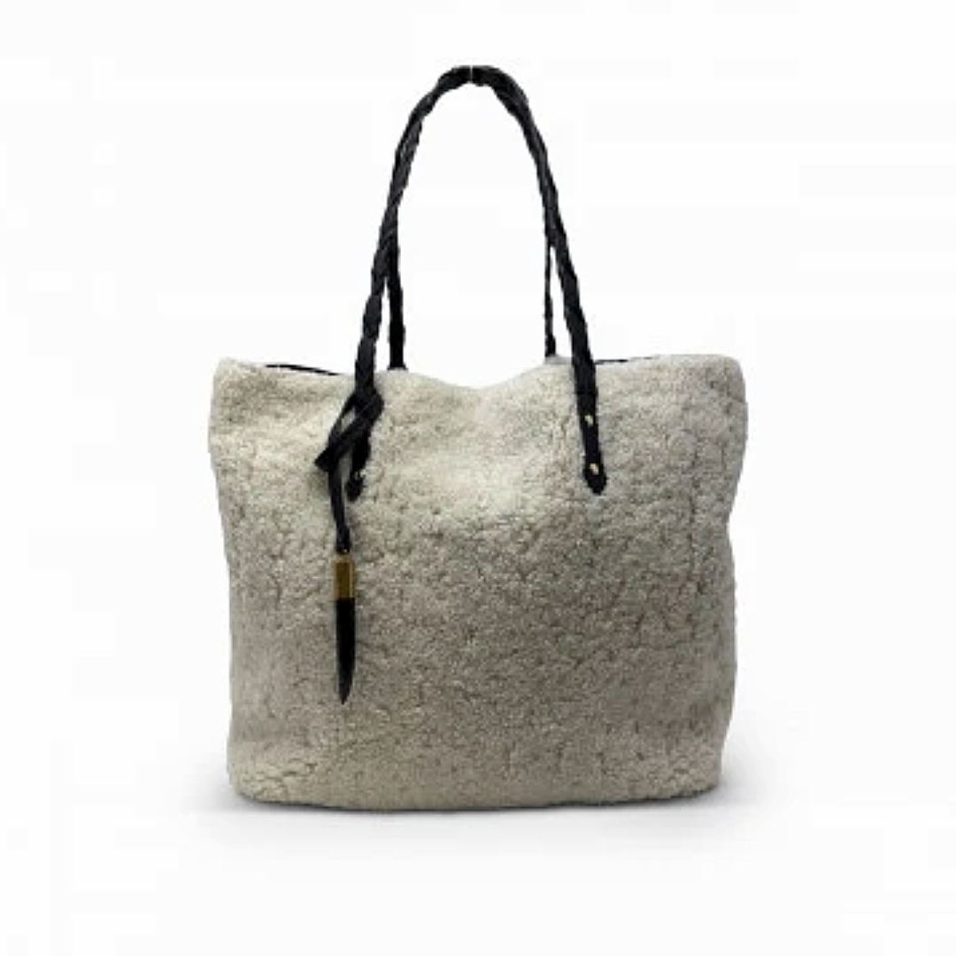 Luxe Shearling Tote - Natural