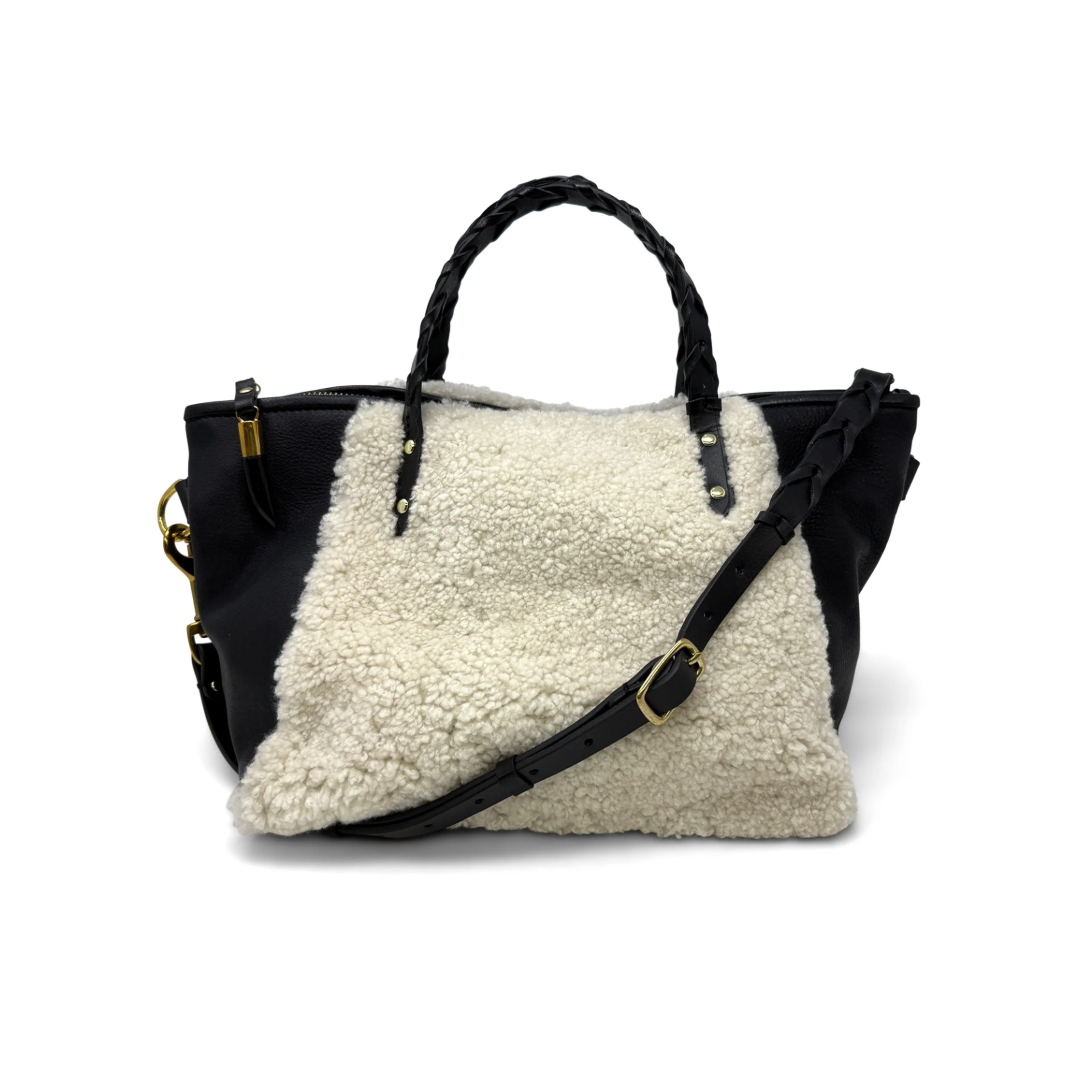 Devon Holdall Tote - Natural Shearling and Black