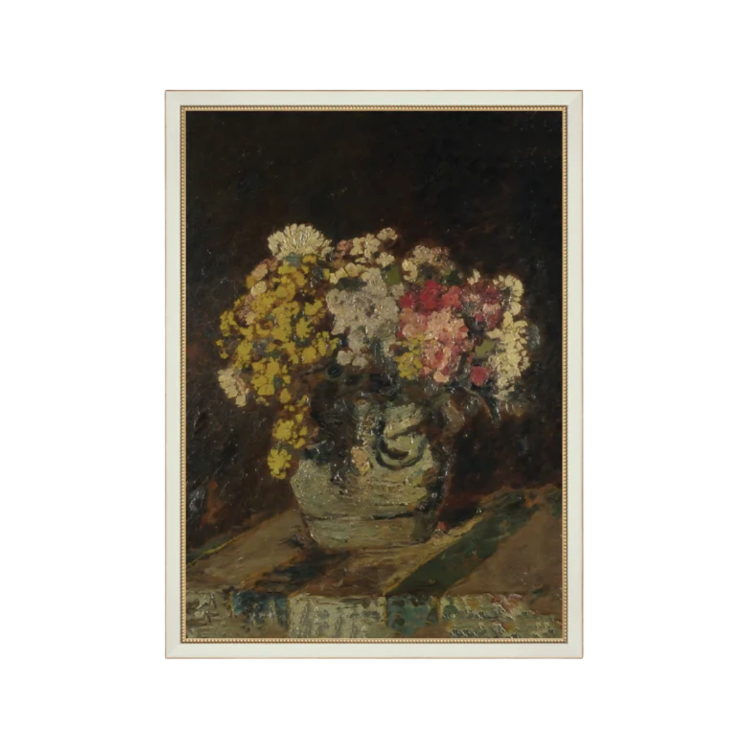 Vase of Pink & Yellow Flowers