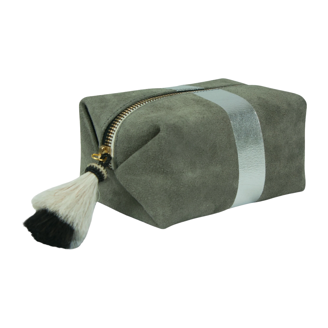 Storm Silver Suede Cosmetic Case