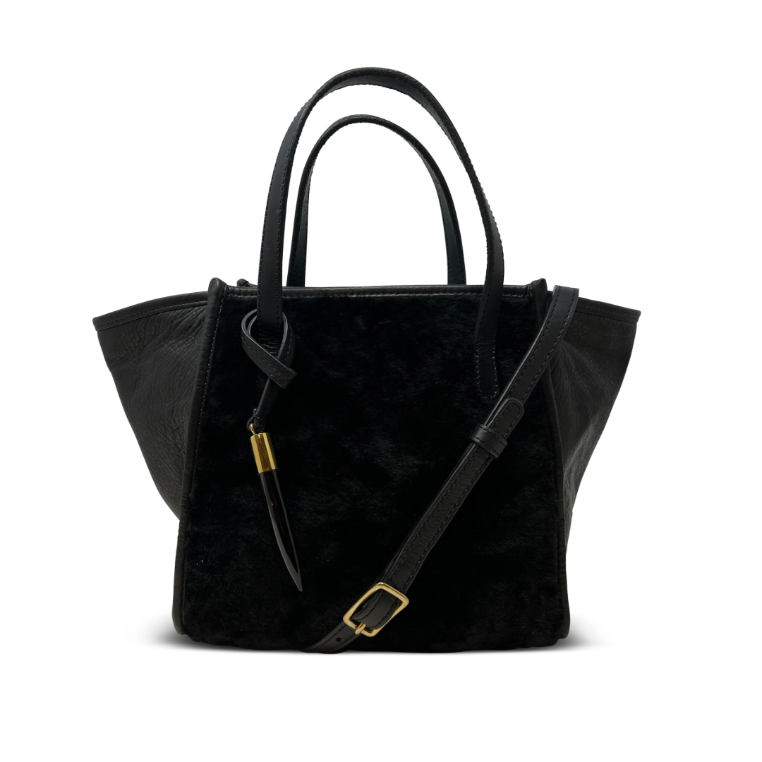 Shearling Mini Tote - Black