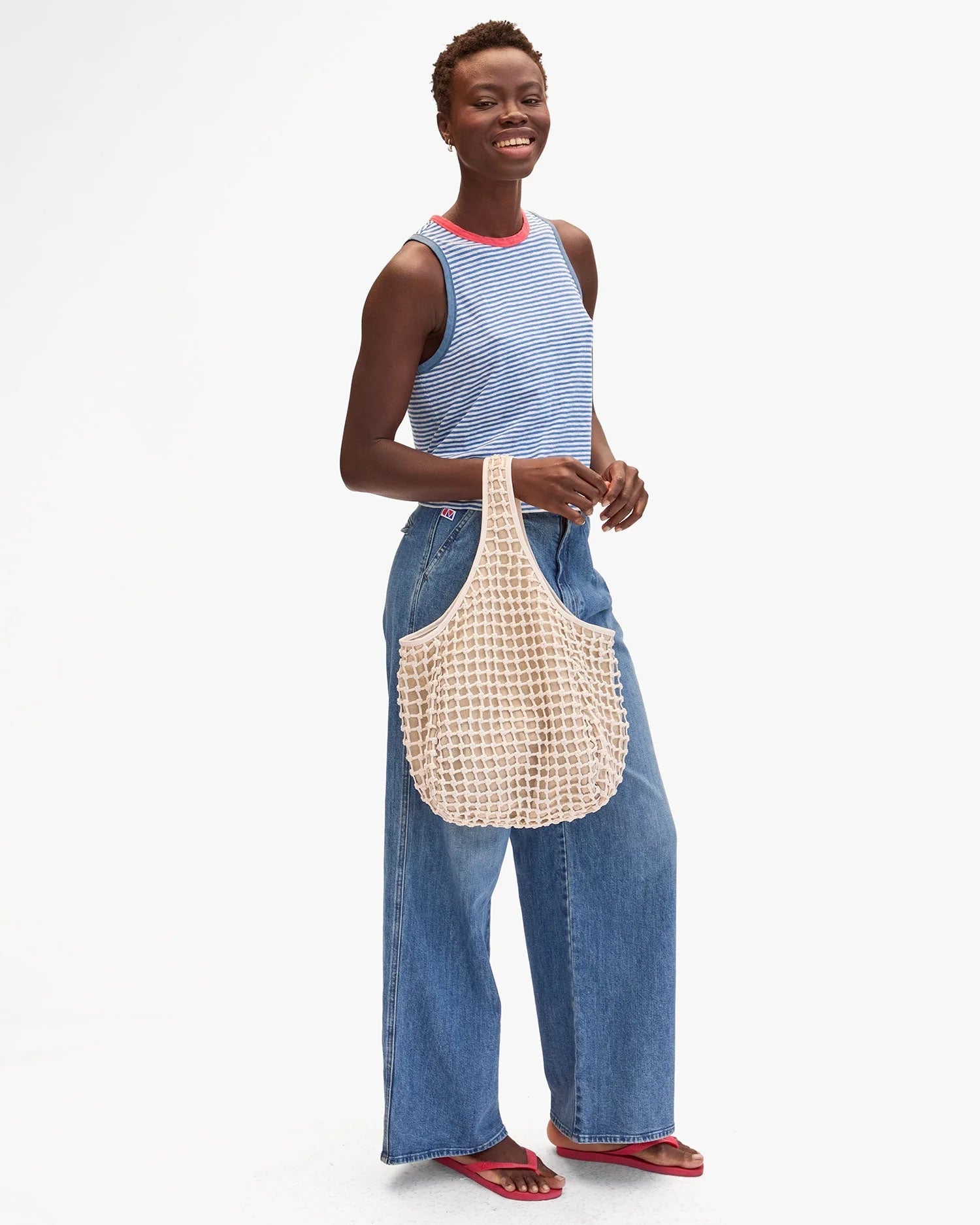 Bando Handbag - White Knot Woven Leather