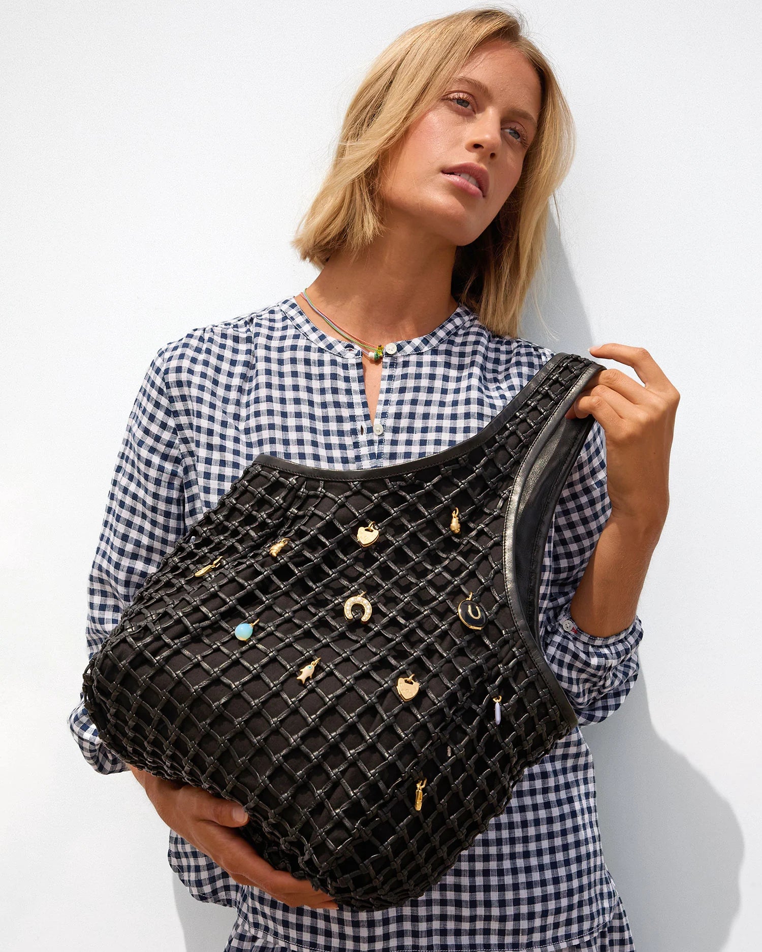 Bando Handbag - Black Knot Woven Leather